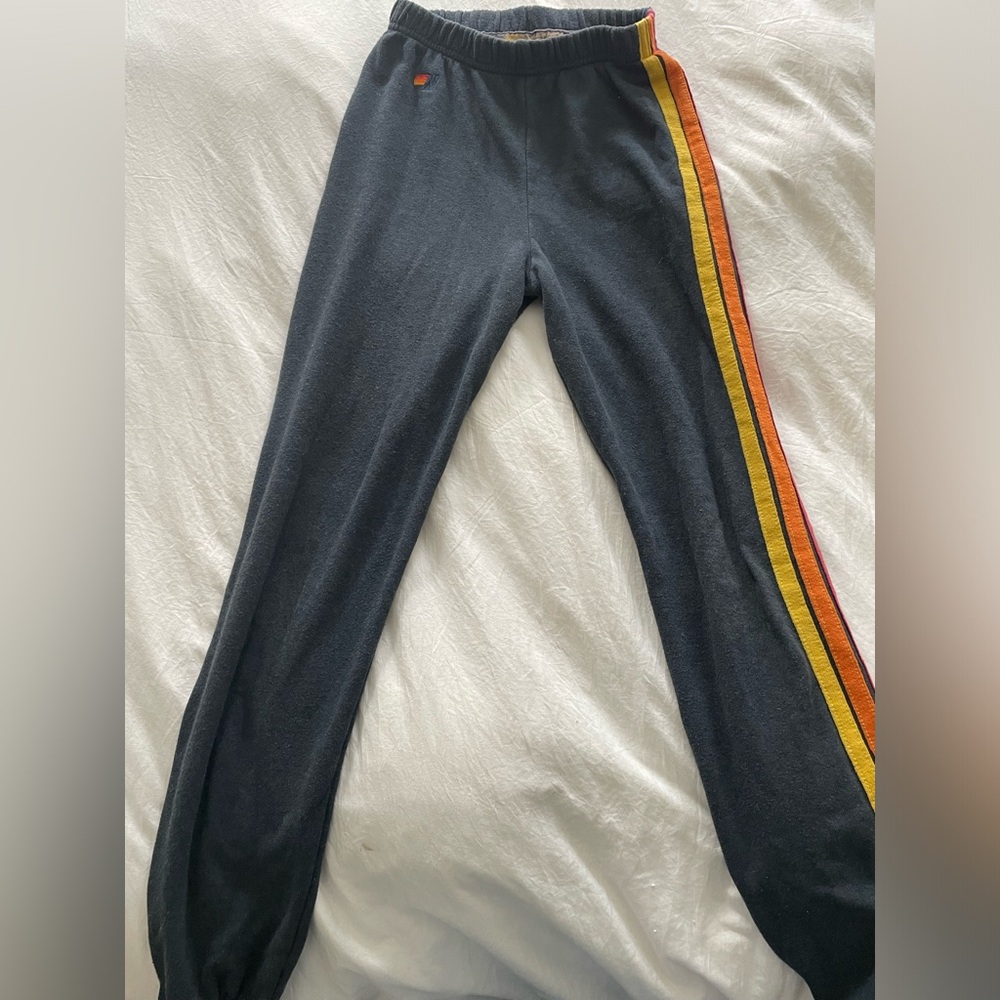 Aviator Nation Girls Size 14 navy blue striped sweatpants.  Great condition.